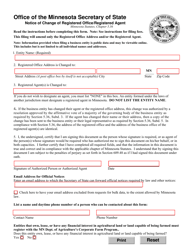 Notice of Change of Registered Office/Registered Agent - Minnesota