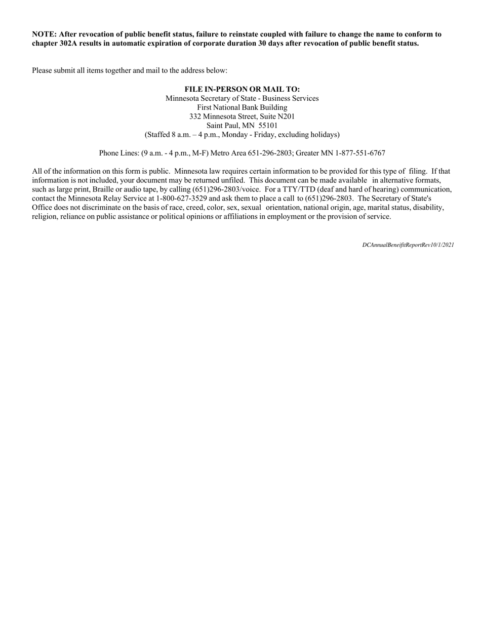 Minnesota Public Benefit Corporation Annual Benefit Report - Minnesota, Page 3