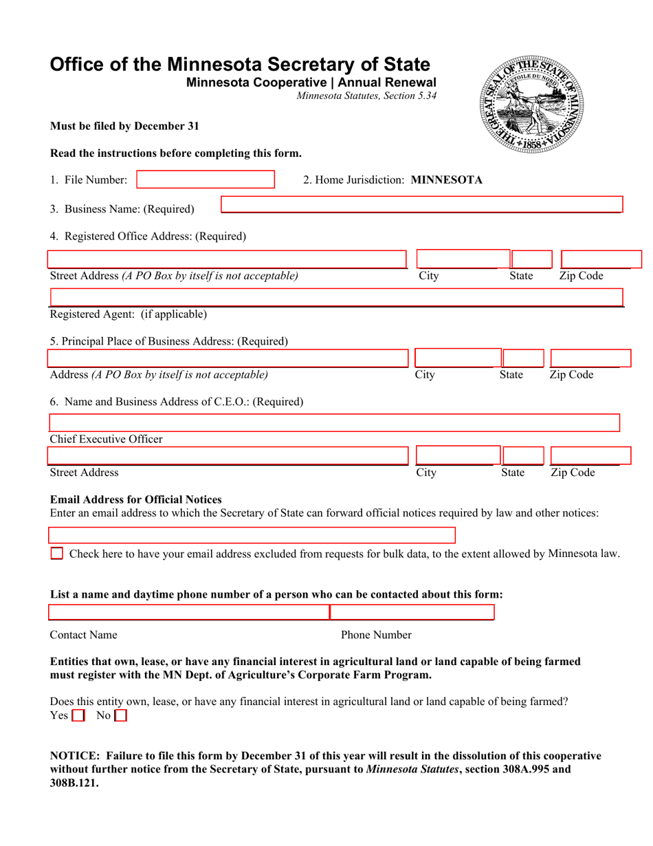 Minnesota Cooperative Annual Renewal - Minnesota, Page 1