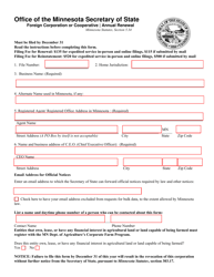 Document preview: Foreign Corporation or Cooperative Annual Renewal - Minnesota