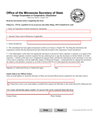 Foreign Corporation or Cooperative Dissolution - Minnesota