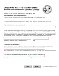 Minnesota Limited Liability Company Statement of Termination - Minnesota