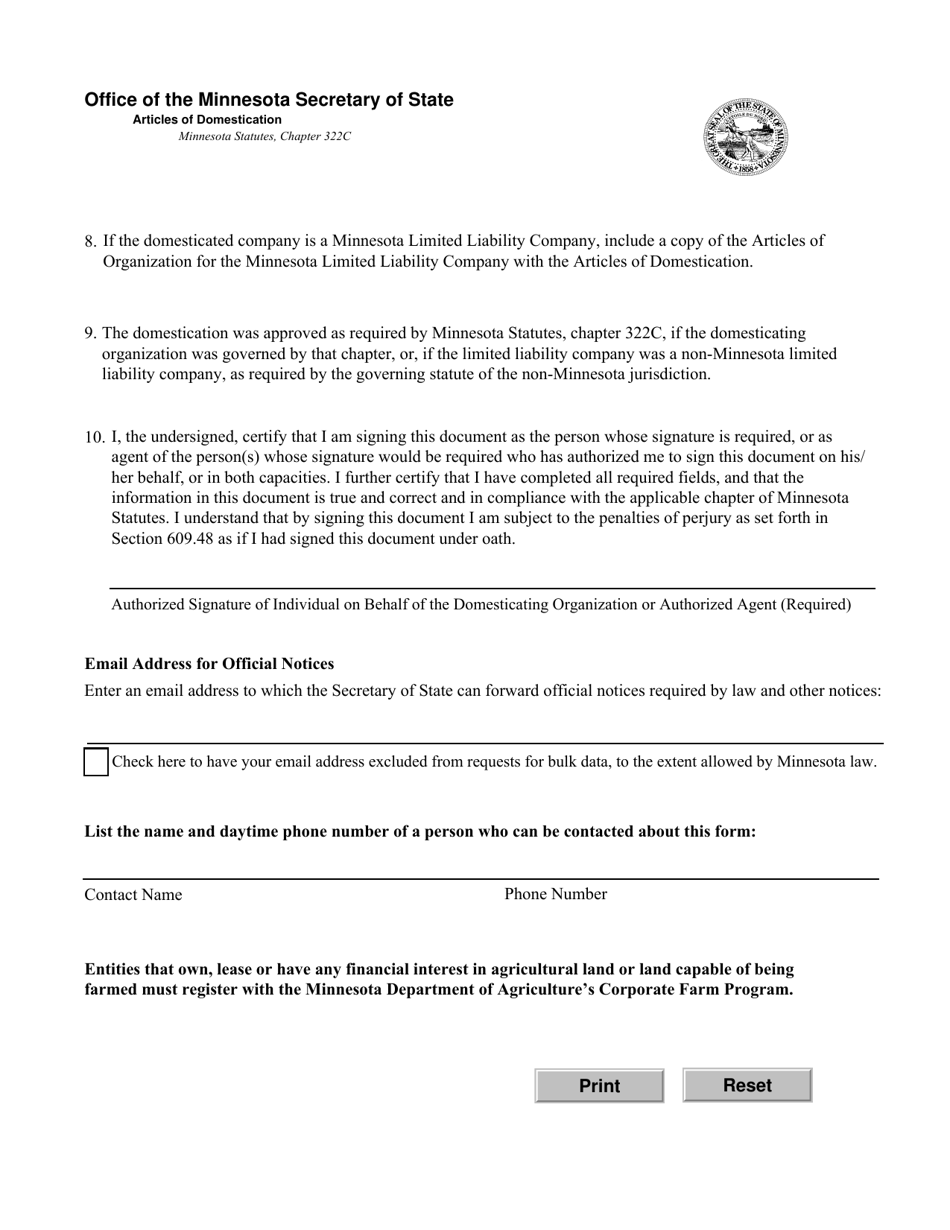 Articles of Domestication - Minnesota, Page 2