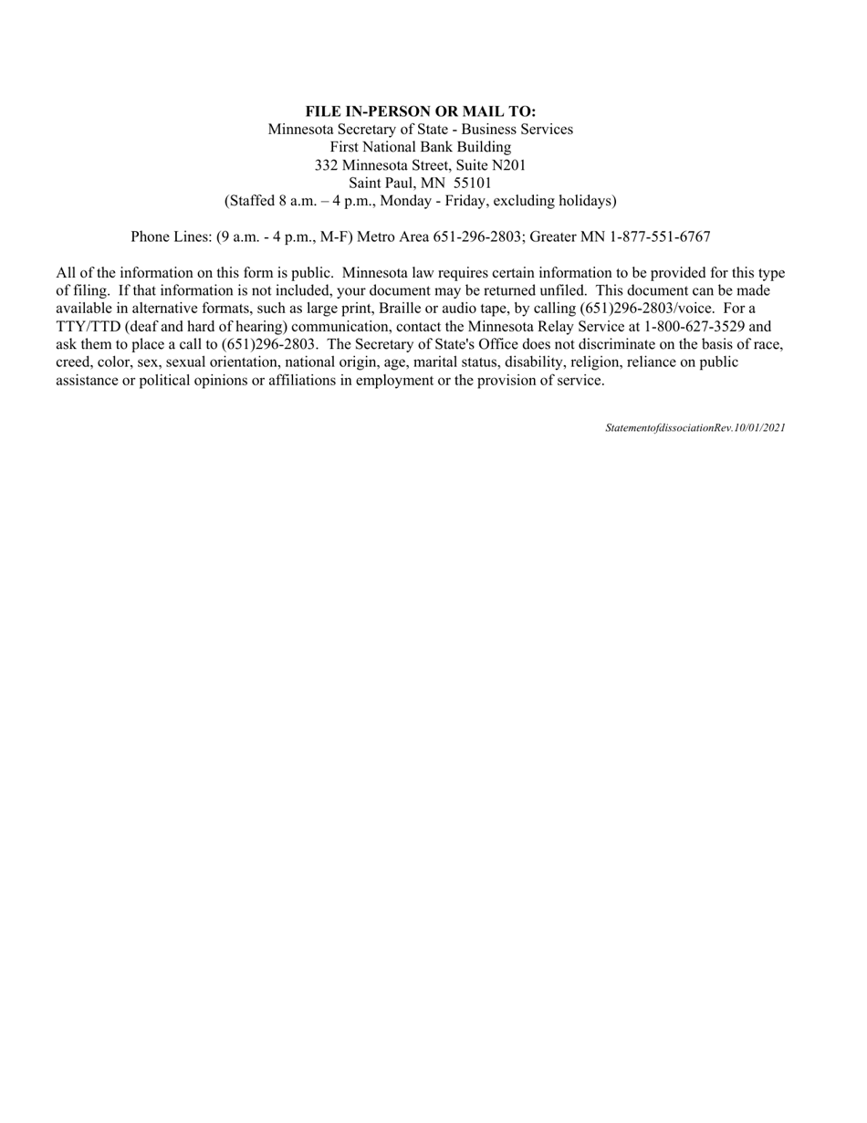 Statement of Dissociation - Minnesota, Page 3