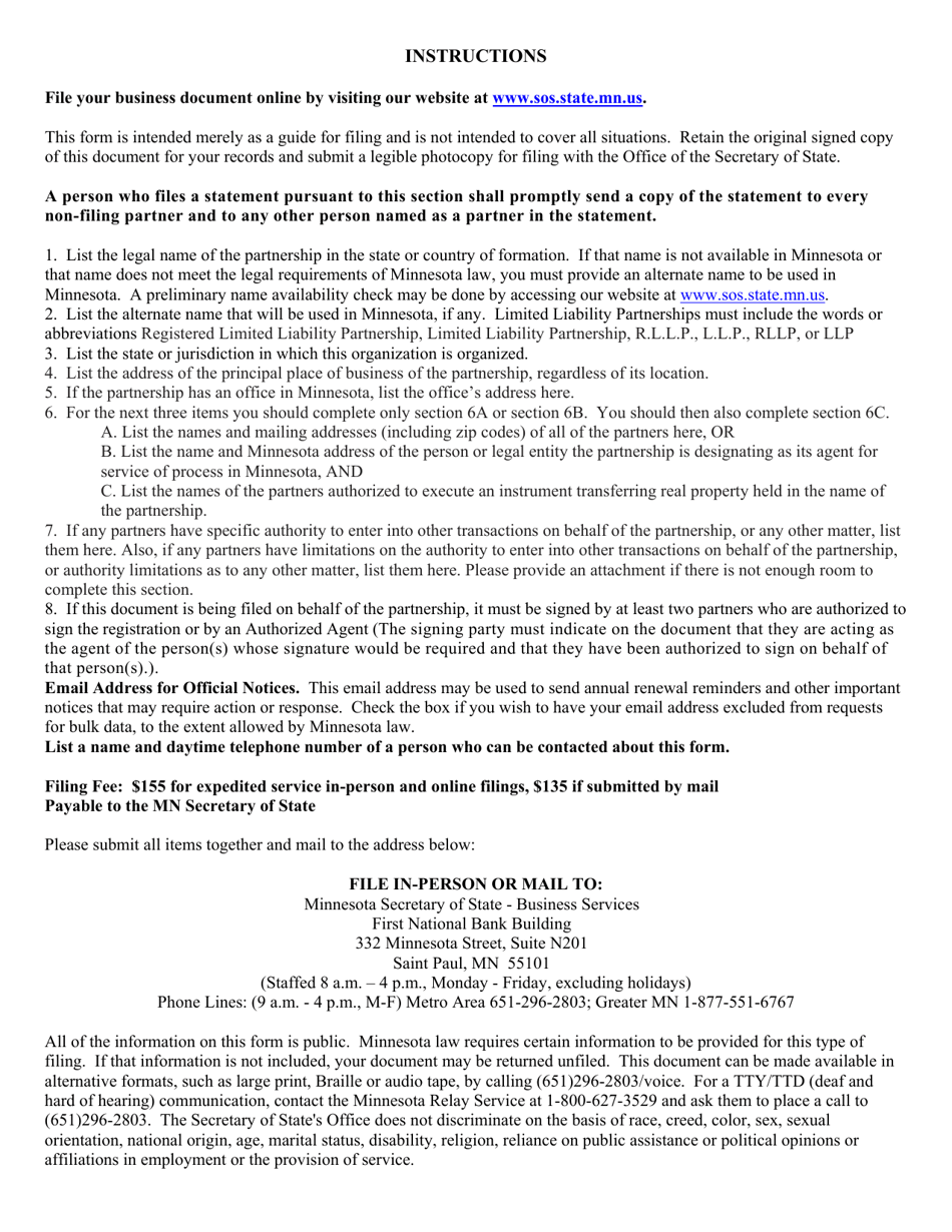 Statement of Partnership Authority - Minnesota, Page 3
