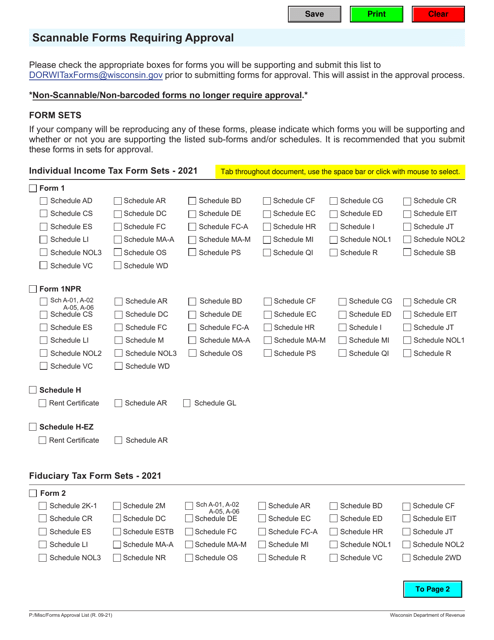 Scannable Forms Requiring Approval - Wisconsin Download Pdf