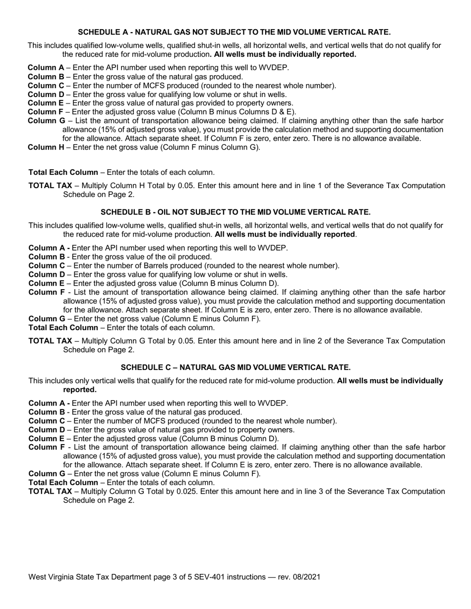 Instructions for Form SEV-401 West Virginia Severance Tax Annual Return - West Virginia, Page 3