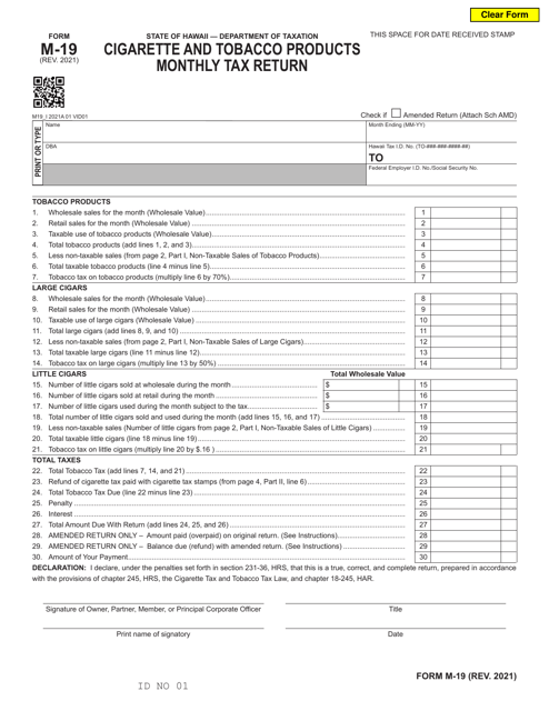 Form M-19  Printable Pdf