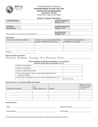 Form MCFT-1 (State Form 53994) &quot;Intrastate Motor Carrier Fuel Tax Annual Permit Application&quot; - Indiana