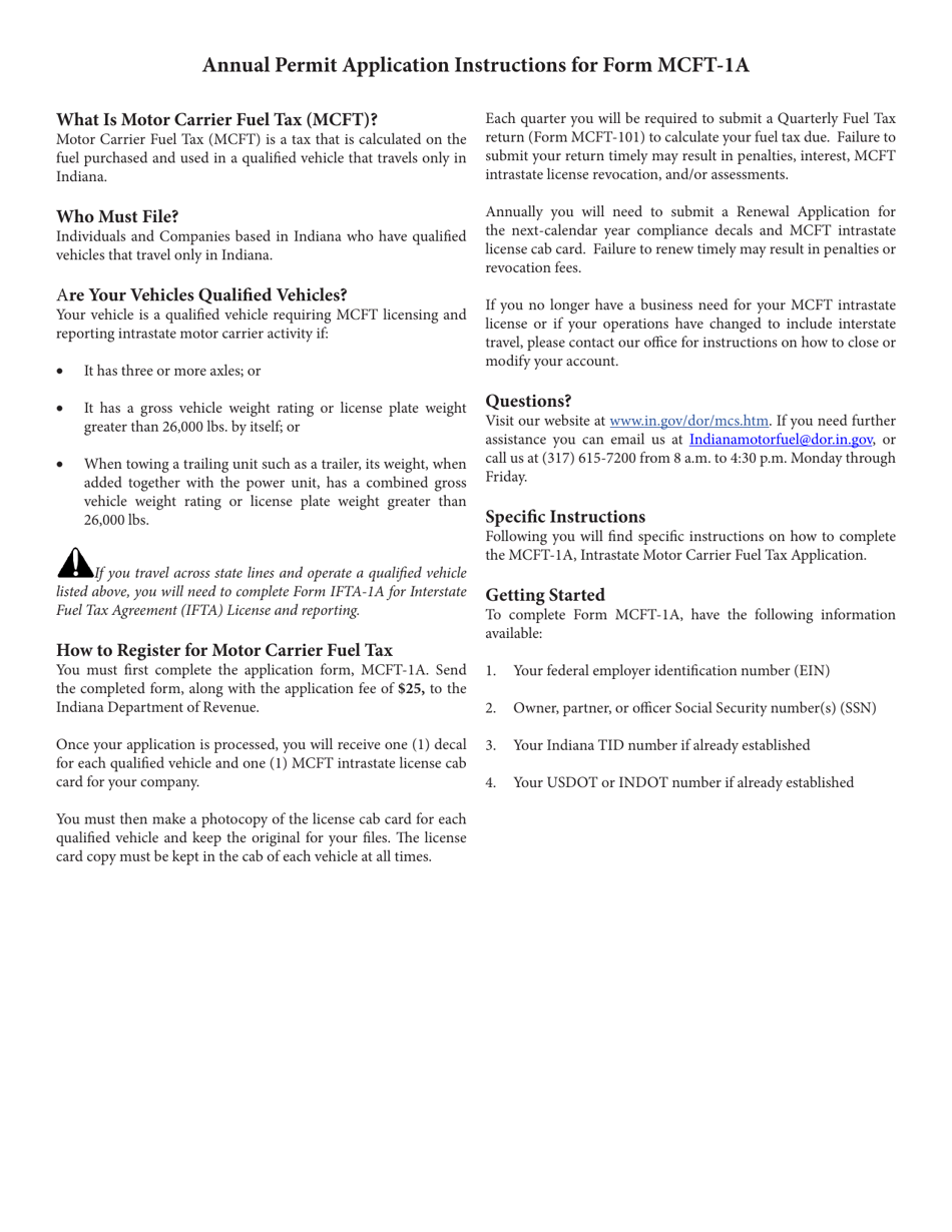 Form MCFT-1 (State Form 53994) Intrastate Motor Carrier Fuel Tax Annual Permit Application - Indiana, Page 3