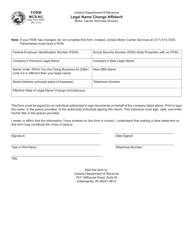 Form MCS-NC (State Form 50861) Legal Name Change Affidavit - Indiana