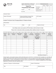 Form MCS-1789 (State Form 49868) Claim for Proportional Use Credit - Indiana