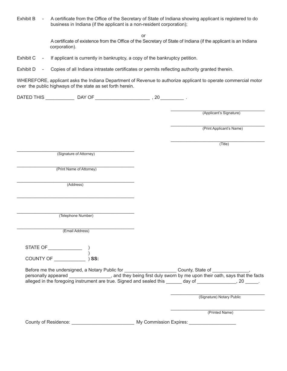 Form 703 (State Form 50216) Application for Emergency or Temporary Authority to Transport Passenger or Household Goods - Indiana, Page 4