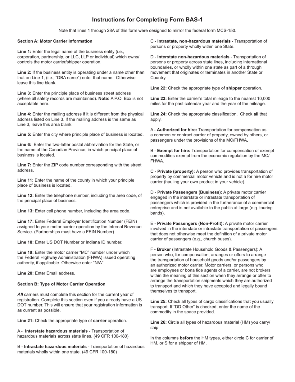Form BAS-1 (State Form 46918) Indiana Business Authorization and Safety Application for Intrastate Carriers - Indiana, Page 4