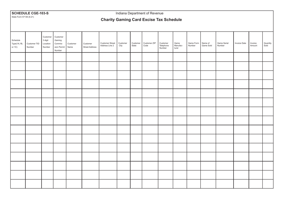 State Form 57136 Schedule CGE-103-S  Printable Pdf