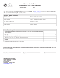 Form TTG-103 (State Form 53603) Type II Gaming Card Excise Tax Return - Indiana