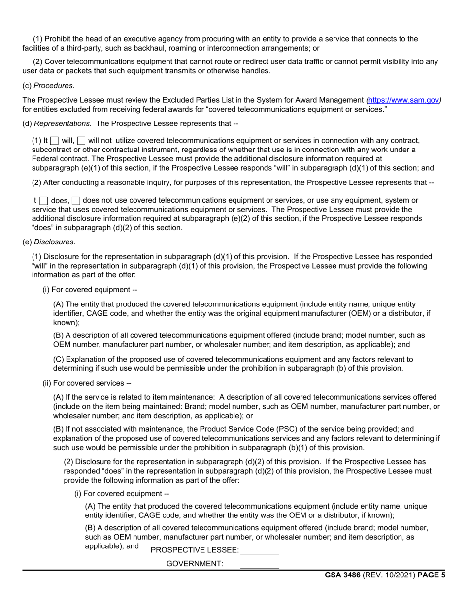 GSA Form 3486 U.S. Government Lease of Real Property, Page 5