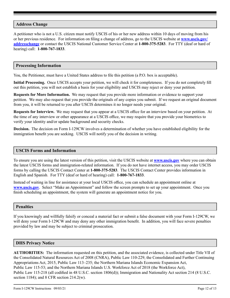 Instructions for USCIS Form I-129CW Petition for a CNMI-Only Nonimmigrant Transitional Worker, Page 12