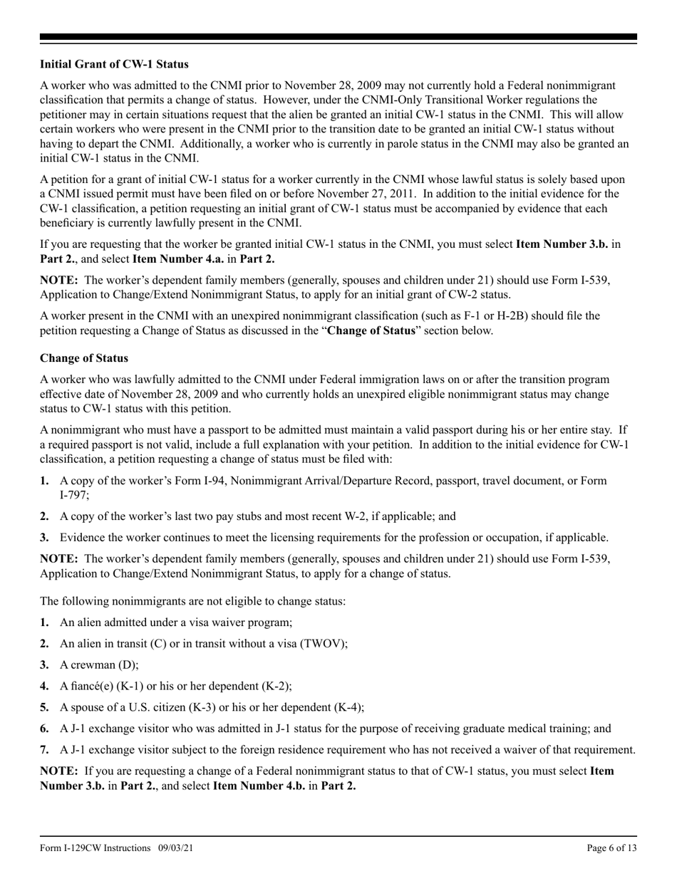 Instructions for USCIS Form I-129CW Petition for a CNMI-Only Nonimmigrant Transitional Worker, Page 6