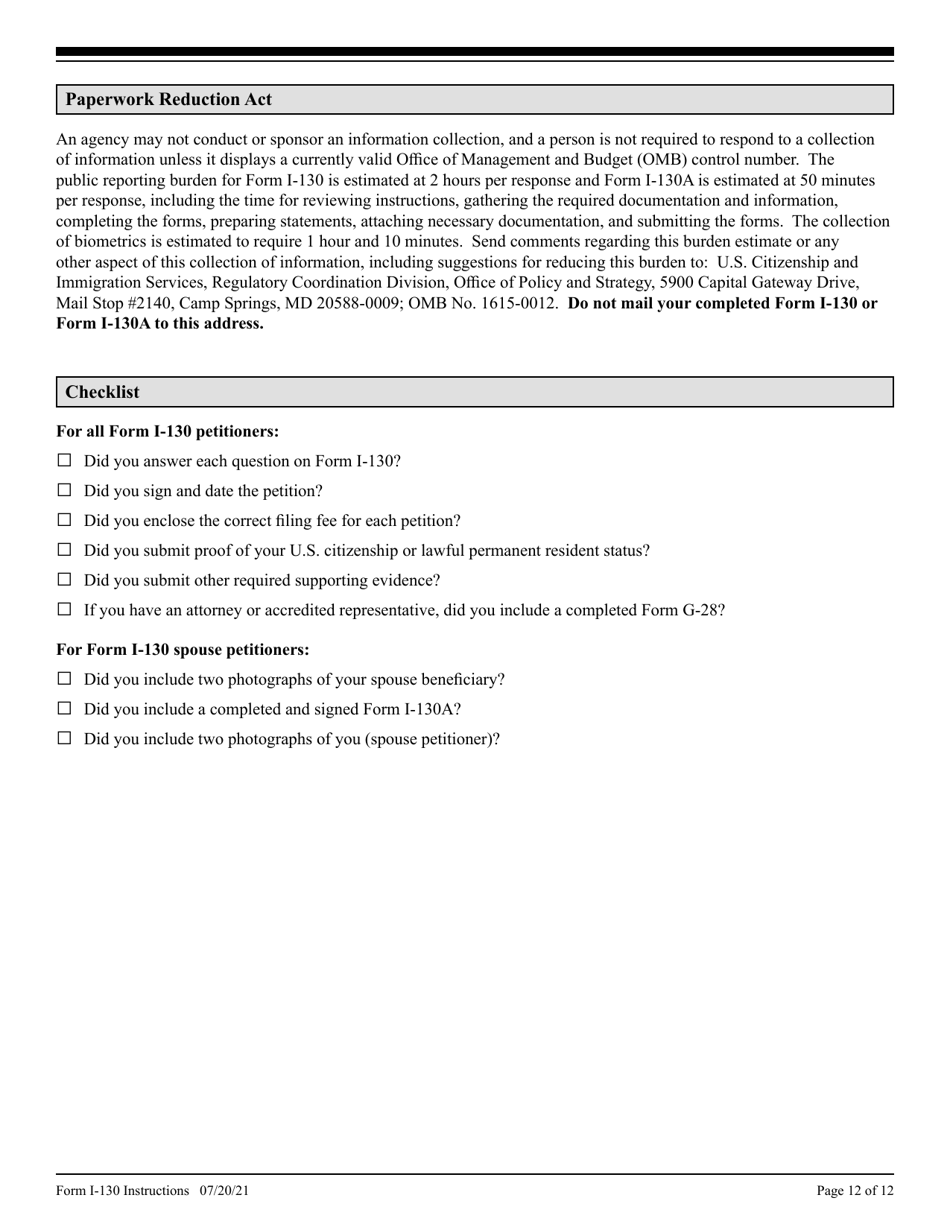 Download Instructions For Uscis Form I 130 I 130a Pdf Templateroller 7060