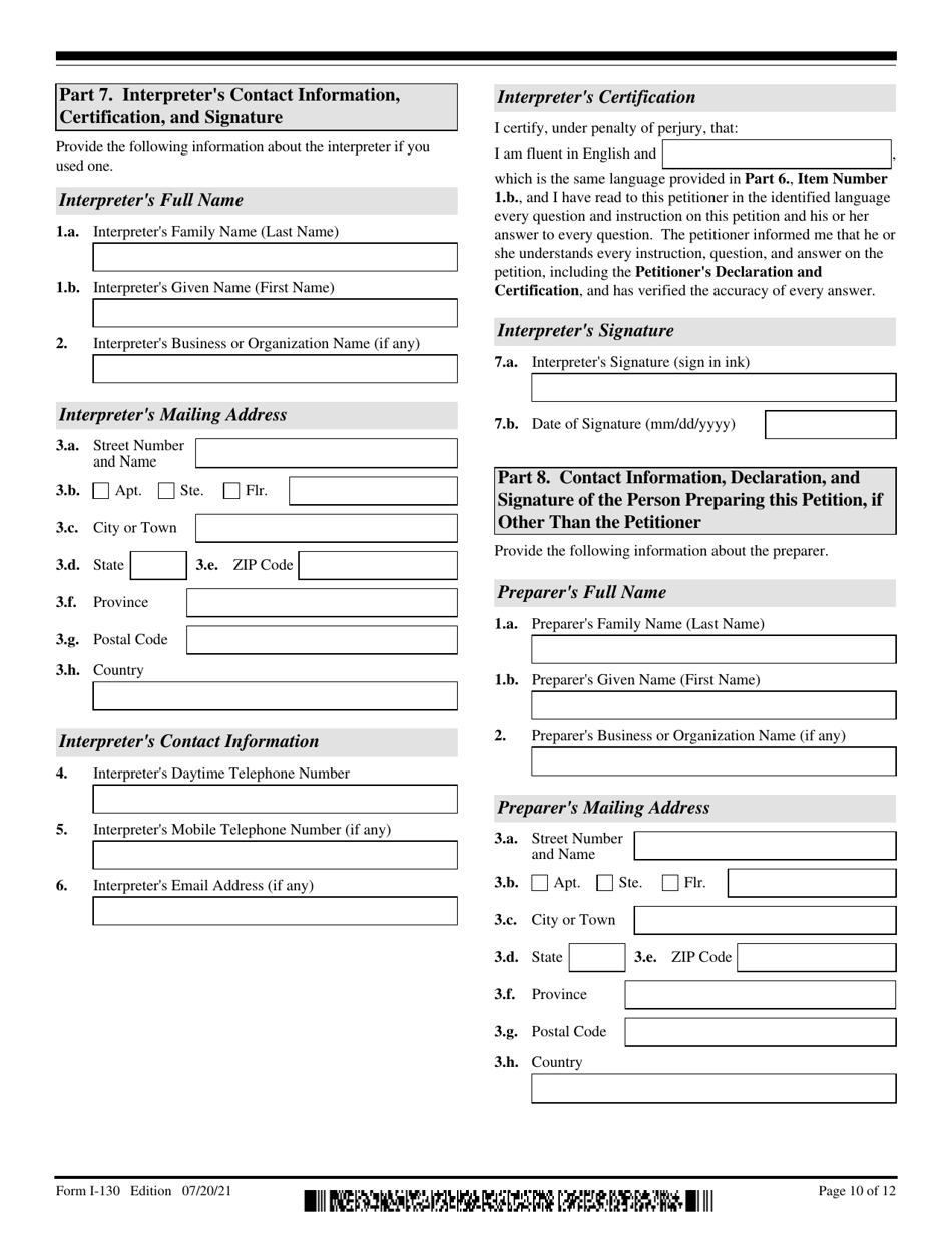 USCIS Form I-130 Download Fillable PDF Or Fill Online Petition For ...