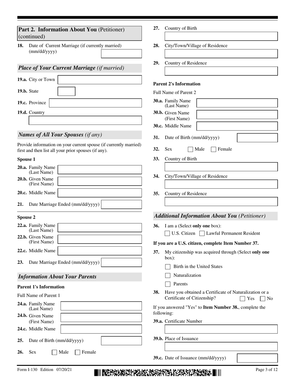 USCIS Form I-130 Petition for Alien Relative, Page 3