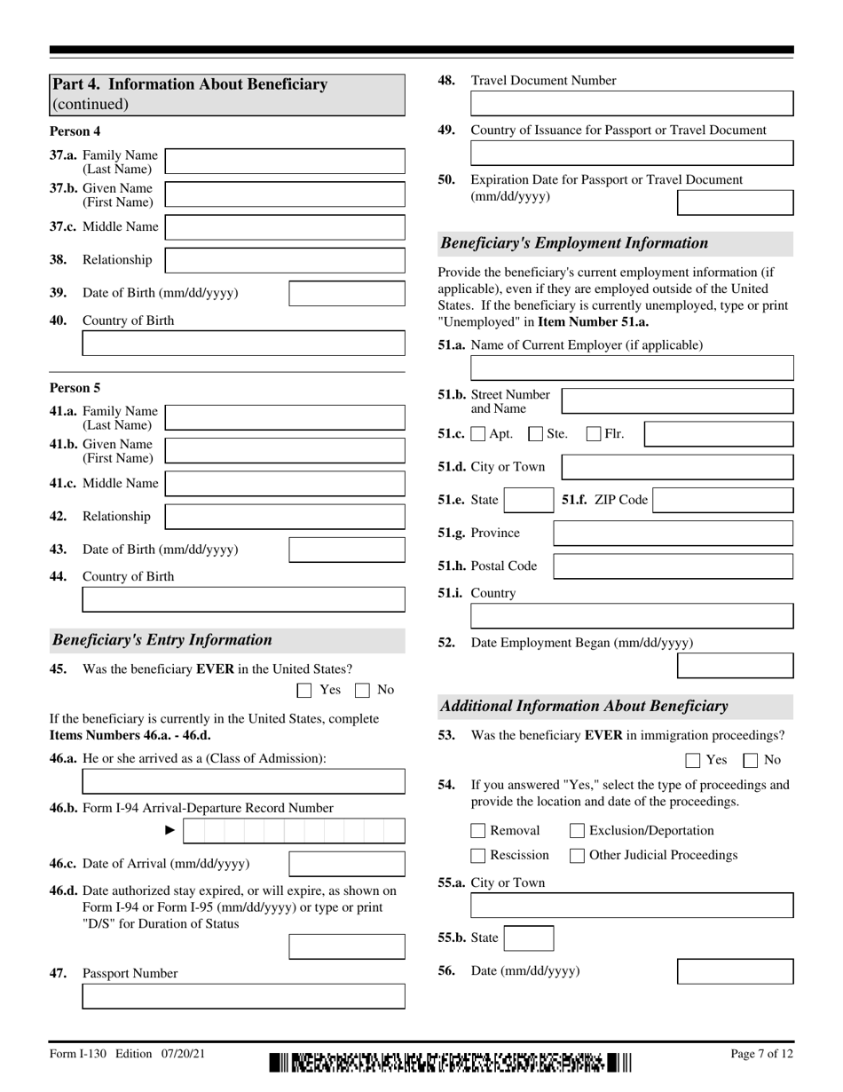 USCIS Form I-130 Download Fillable PDF Or Fill Online Petition For ...