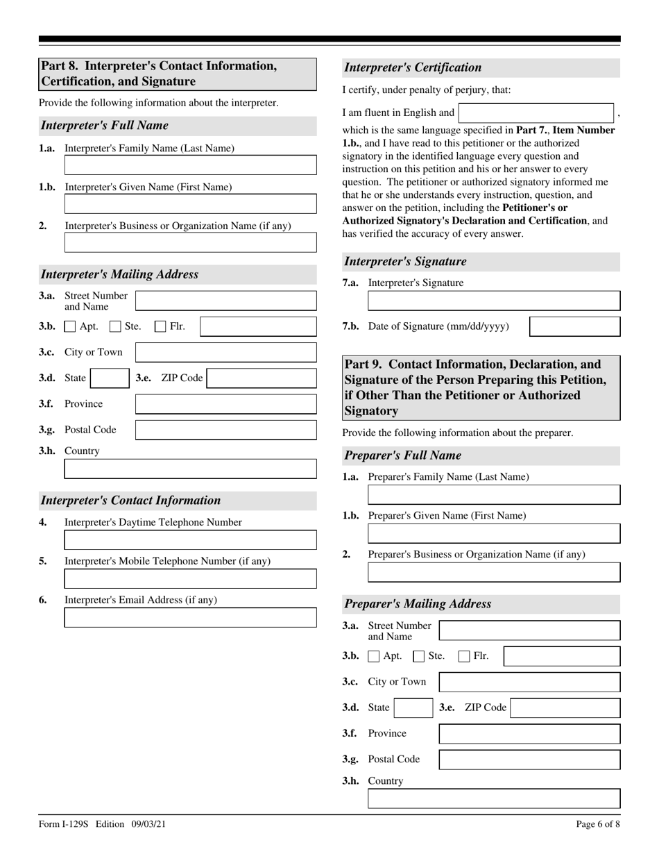 USCIS Form I129S Download Fillable PDF or Fill Online Nonimmigrant Petition Based on Blanket L