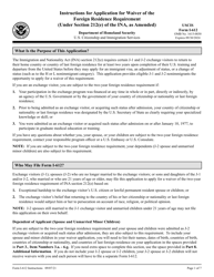 Document preview: Instructions for USCIS Form I-612 Application for Waiver of the Foreign Residence Requirement (Under Section 212(E) of the Ina, as Amended)