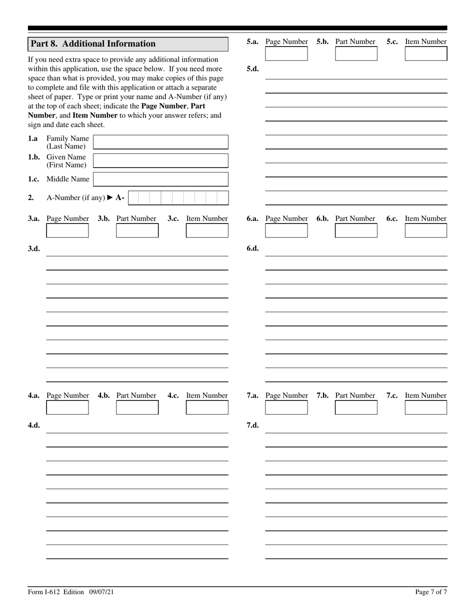 USCIS Form I-612 Application for Waiver of the Foreign Residence Requirement (Under Section 212(E) of the Immigration and Nationality Act, as Amended), Page 7