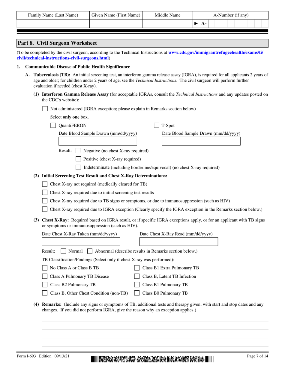 USCIS Form I-693 Report of Medical Examination and Vaccination Record, Page 7