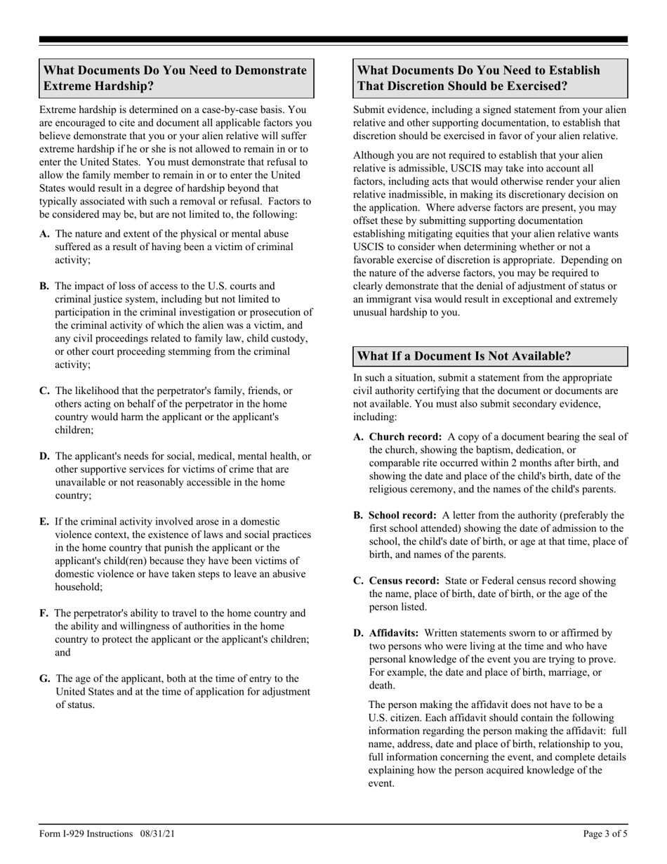 Instructions for USCIS Form I-929 Petition for Qualifying Family Member of a U-1 Nonimmigrant, Page 3