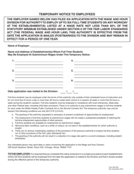 Form WH-202 Application for Authority to Employ Six or Fewer Full-Time Students at Subminimum Wages in Retail or Service Establishments or Agriculture Under Regulations 29 C.f.r. Part 519, Page 2