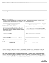 Form WH-205 Application for Authorization to Employ a Student-Learner at Subminimum Wages, Page 2