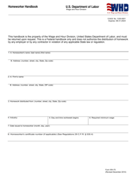 Form WH-75 Homeworker Handbook