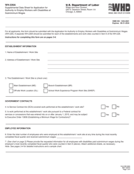 Form WH-226A &quot;Supplemental Data Sheet for Application for Authority to Employ Workers With Disabilities at Subminimum Wages&quot;