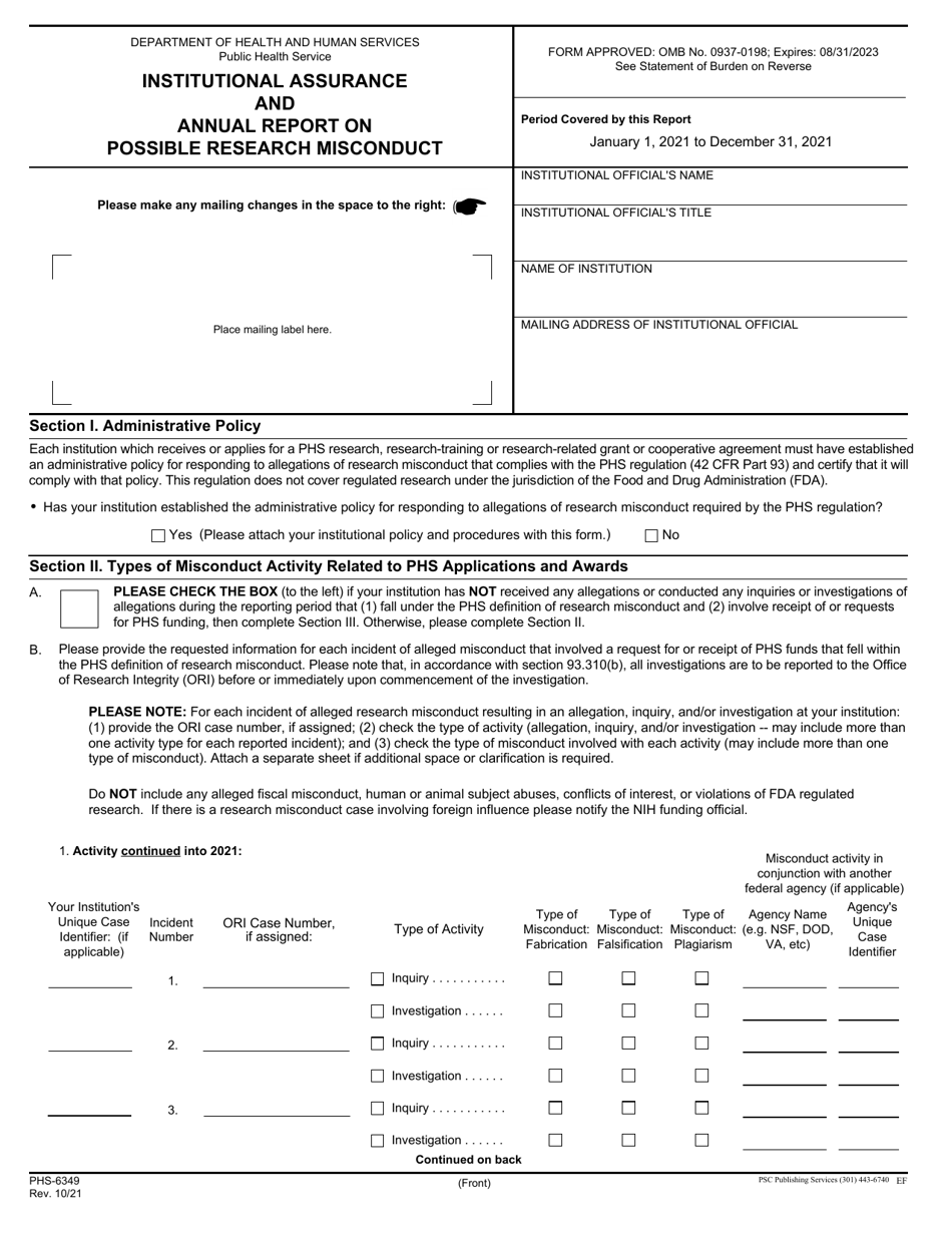 annual report on possible research misconduct