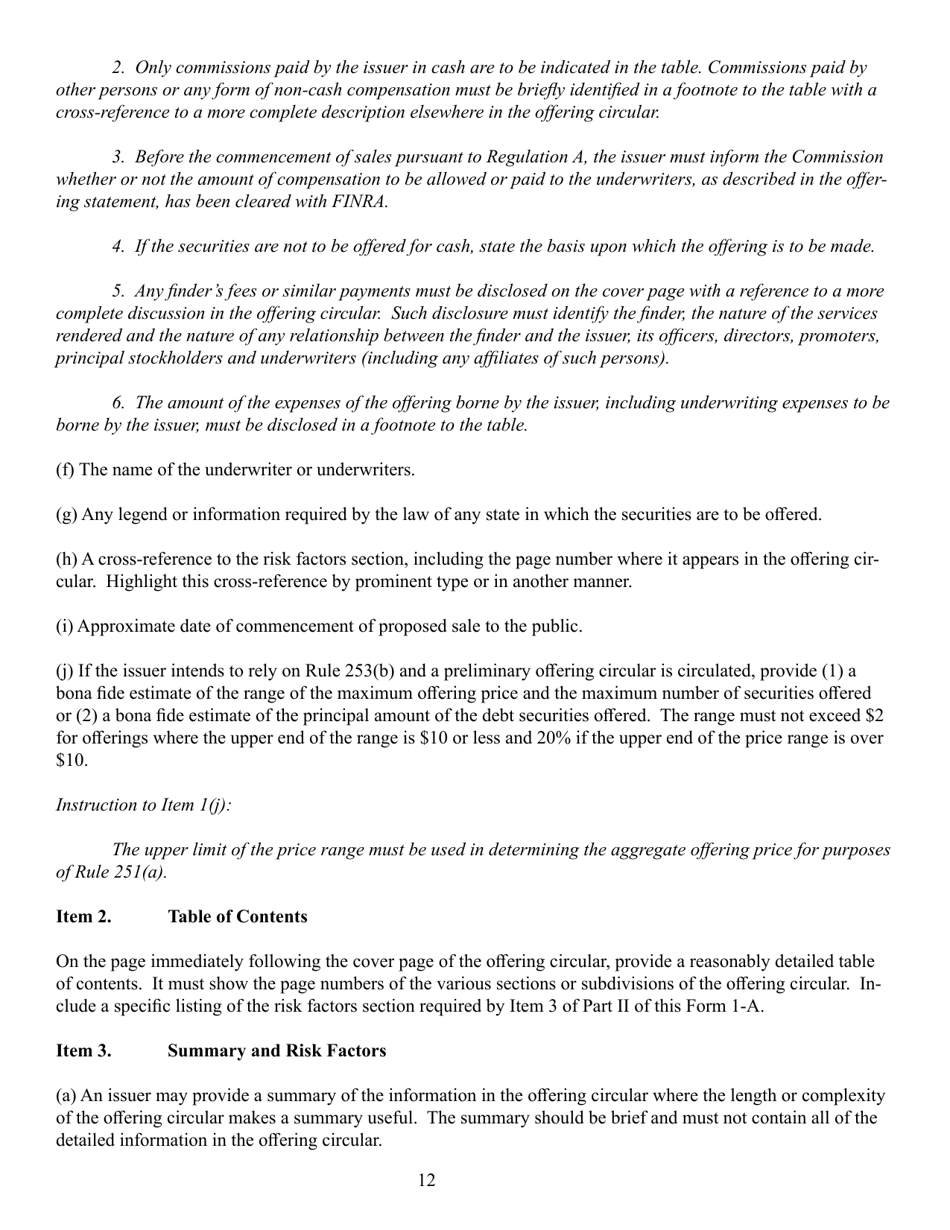 SEC Form 0486 (1-A) Regulation a Offering Statement Under the Securities Act of 1933, Page 12