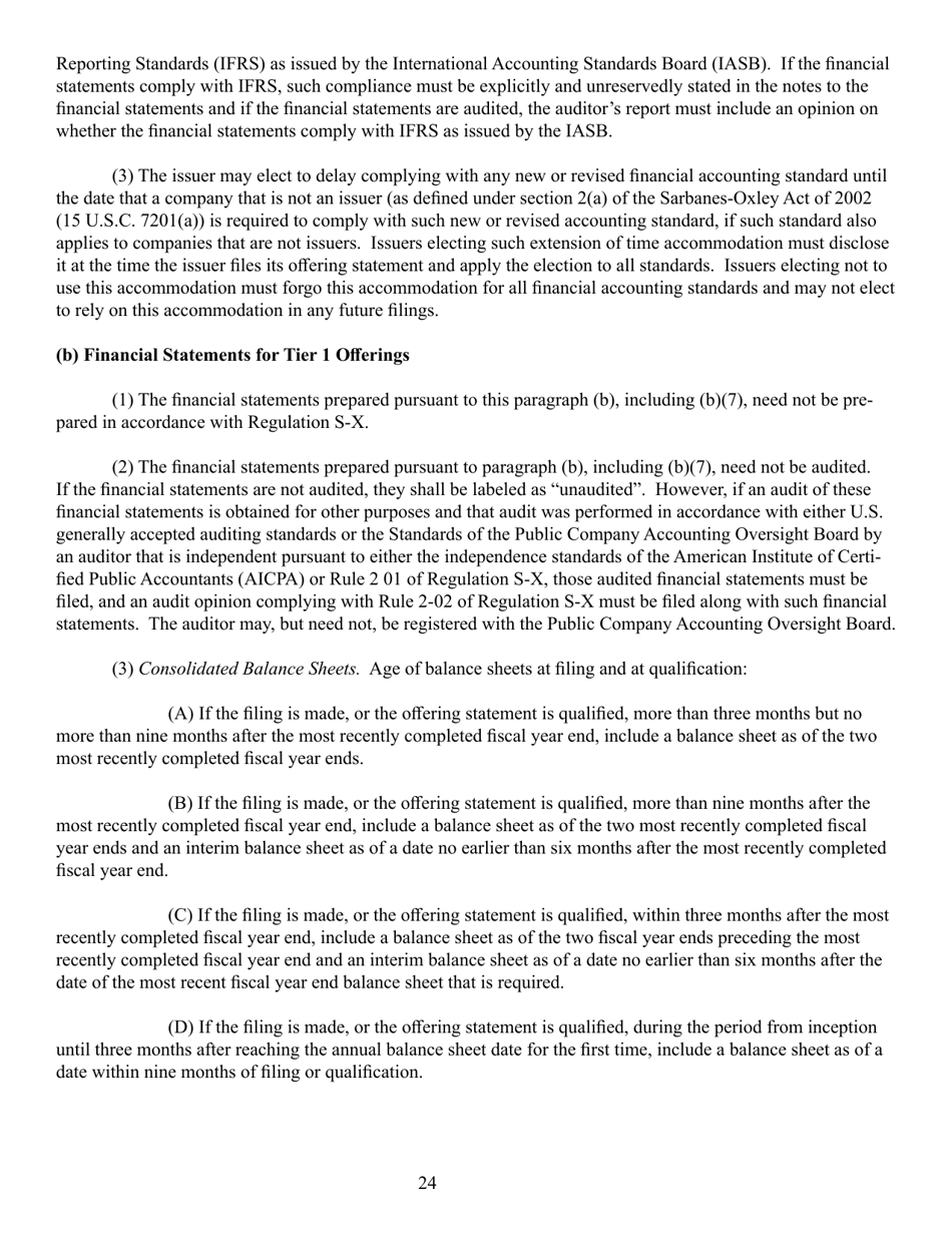 SEC Form 0486 (1-A) Regulation a Offering Statement Under the Securities Act of 1933, Page 24