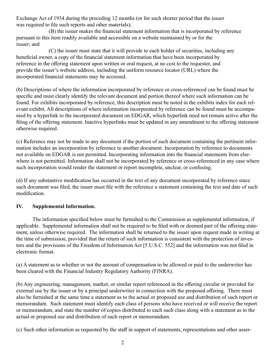 SEC Form 0486 (1-A) Regulation a Offering Statement Under the Securities Act of 1933, Page 2