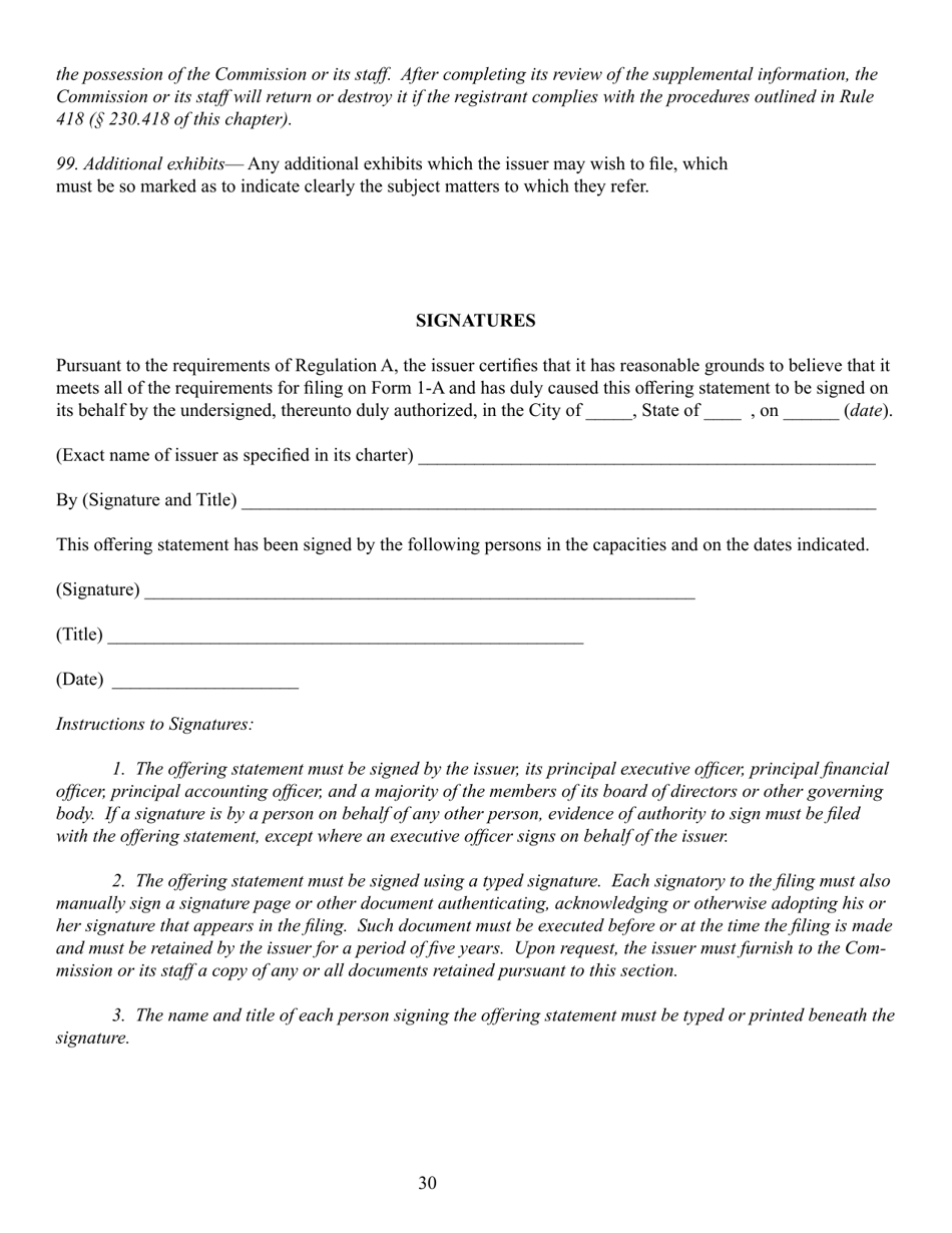 SEC Form 0486 (1-A) Regulation a Offering Statement Under the Securities Act of 1933, Page 30