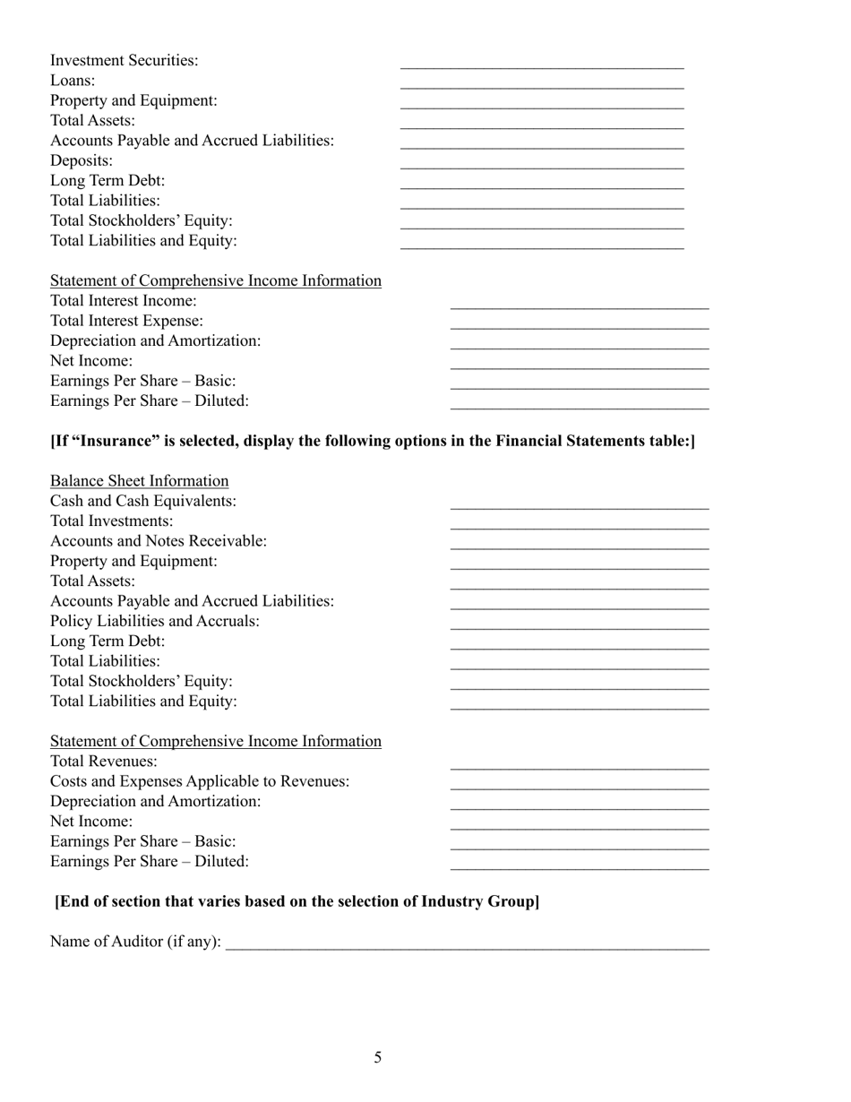 SEC Form 0486 (1-A) Regulation a Offering Statement Under the Securities Act of 1933, Page 5