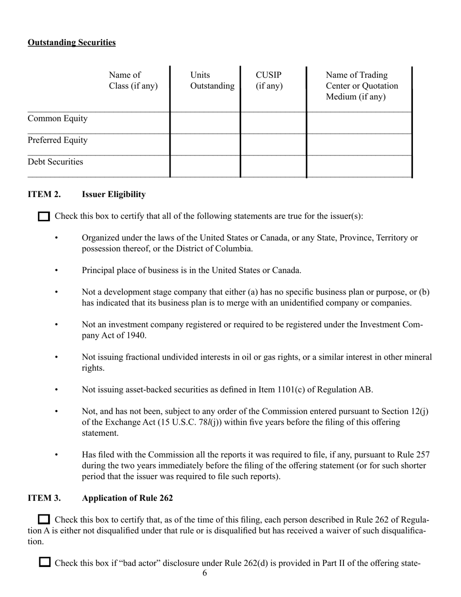 SEC Form 0486 (1-A) Regulation a Offering Statement Under the Securities Act of 1933, Page 6