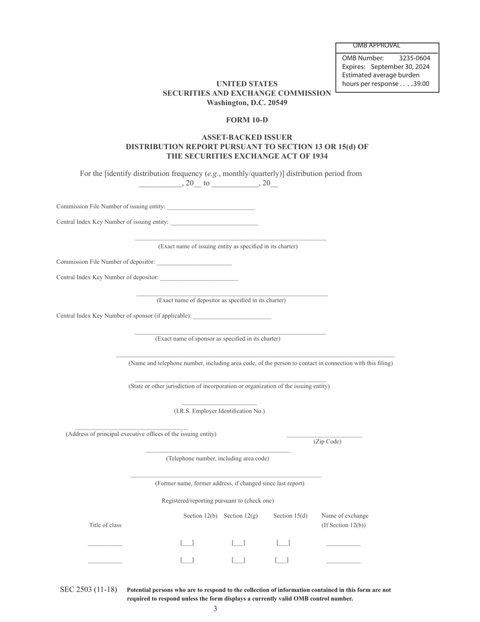 SEC Form 2503 (10-D) Asset-Backed Issuer Distribution Report Pursuant to Section 13 or 15(D) of the Securities Exchange Act of 1934, Page 3
