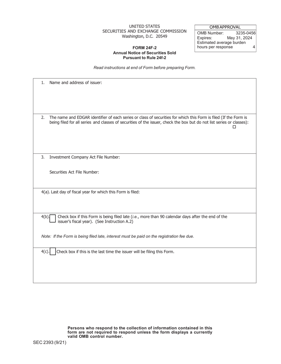 SEC Form 2393 (24F-2) Annual Notice of Securities Sold Pursuant to Rule 24f-2, Page 1