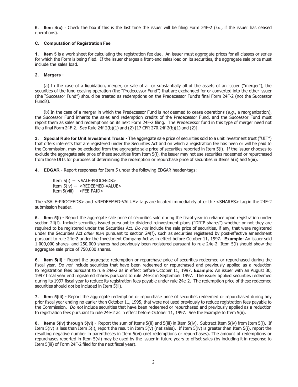 SEC Form 2393 (24F-2) Annual Notice of Securities Sold Pursuant to Rule 24f-2, Page 6