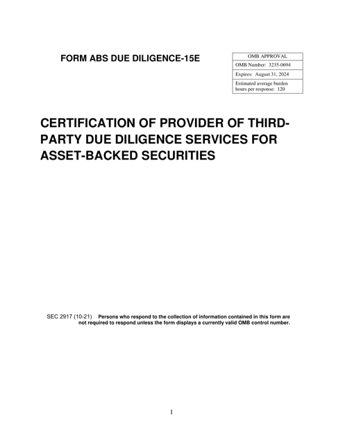 SEC Form 2917 (ABS DD-15E)  Printable Pdf