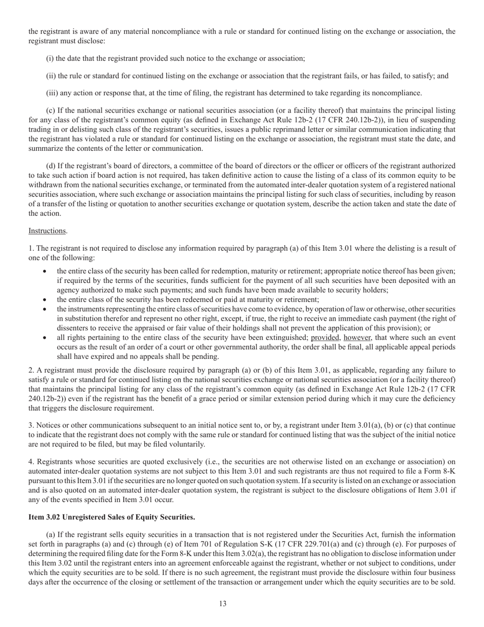 SEC Form 873 (8-K) Current Report Pursuant to Section 13 or 15(D) of the Securities Exchange Act of 1934, Page 13