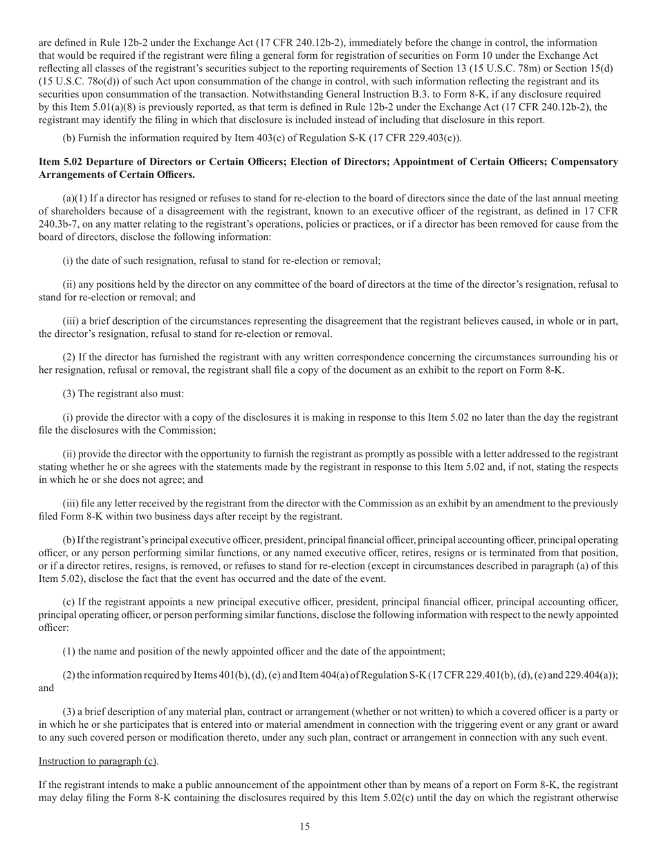 SEC Form 873 (8-K) Current Report Pursuant to Section 13 or 15(D) of the Securities Exchange Act of 1934, Page 16