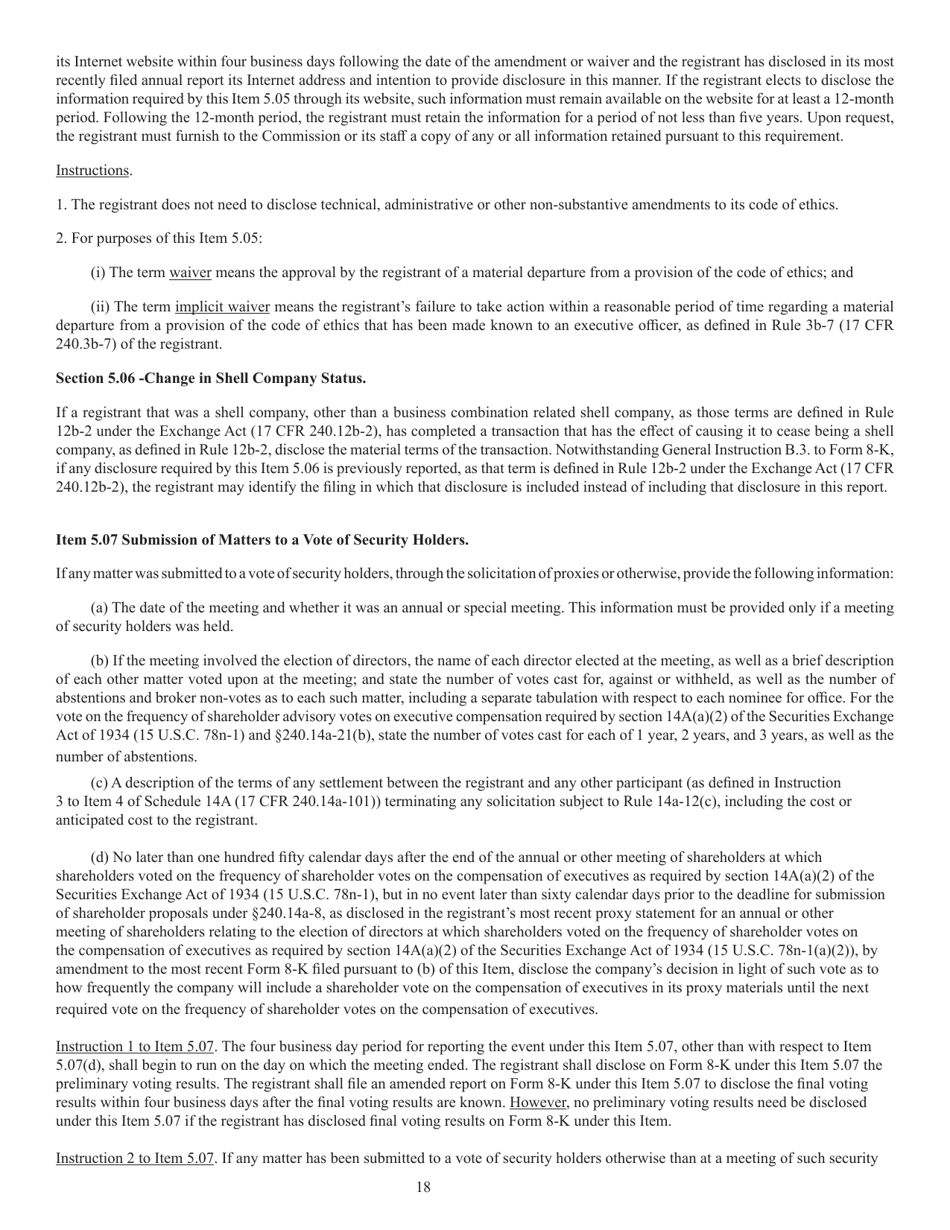 SEC Form 873 (8-K) Current Report Pursuant to Section 13 or 15(D) of the Securities Exchange Act of 1934, Page 19